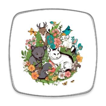 Tiere in Blumen n°1 - Viereckiger Kühlschrankmagnet - Weiß - Vorne