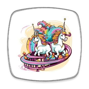 Unicorns at the amusement park - Square fridge magnet - white - Front