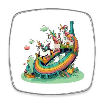 Unicorns in rainbow land - Square fridge magnet - white - Front