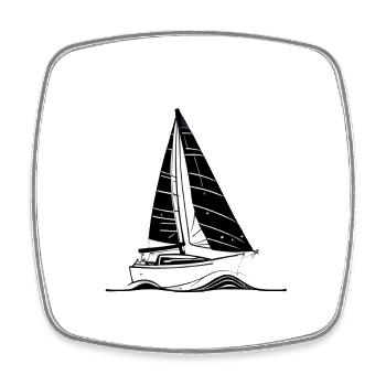 Voilier Voilier Voilier Voilier Marin - Magnet carré - blanc - Devant