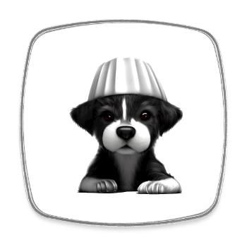 Border Collie Chefs Dog Lover Chef’s Hat Dogs - Magnet carré - blanc - Devant