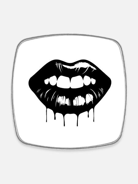 Lippen Mund Kussmund - Viereckiger Kühlschrankmagnet - Weiß
