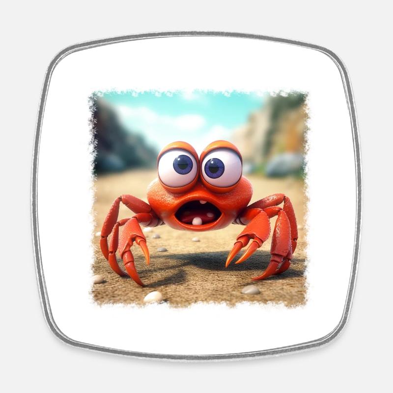 crazy crab - Square fridge magnet - white