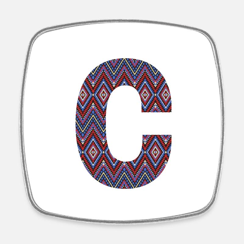 Monogram Letter C- geometric pattern - Square fridge magnet - white