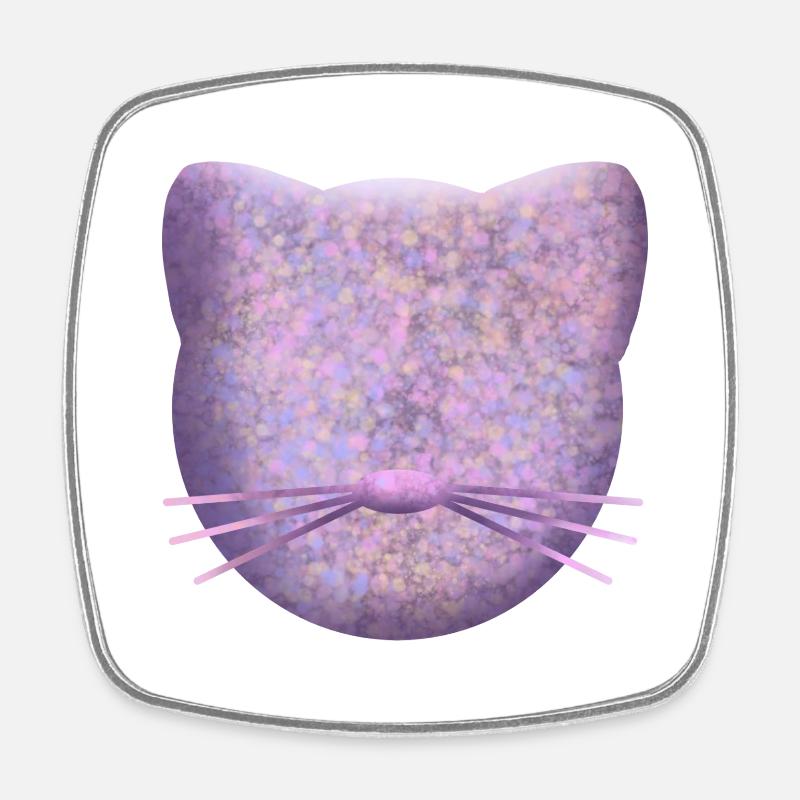 Purple Cat Logo - Square fridge magnet - white