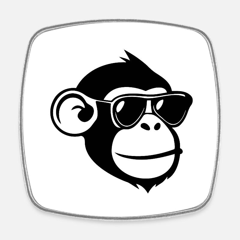 Singe Singe Visage de Singe Jungle - Magnet carré - blanc