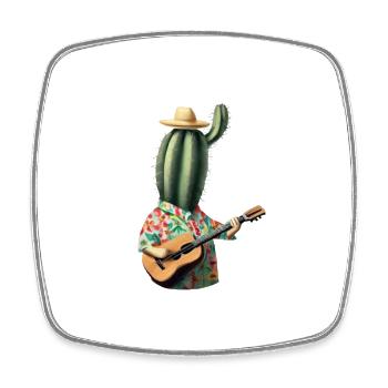 Cactus Star Flower Shirt und Gitarren-Vibes - Viereckiger Kühlschrankmagnet - Weiß - Vorne