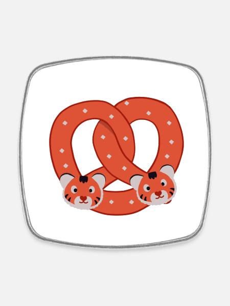 Tiger Brezel - Viereckiger Kühlschrankmagnet - Weiß