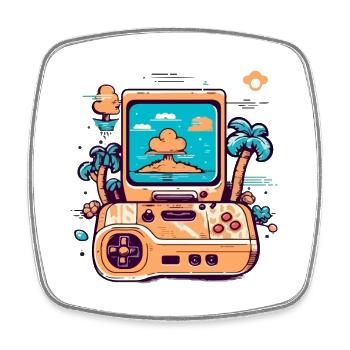 Vintage video game console - Square fridge magnet - white - Front