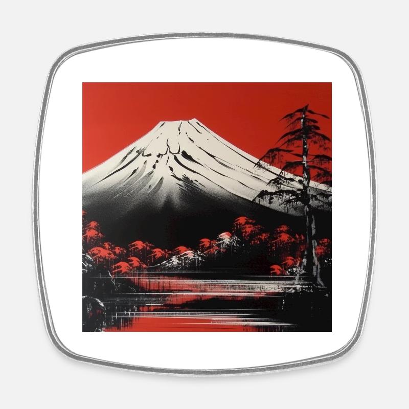 Mountain romance on Mount Fuji - Square fridge magnet - white