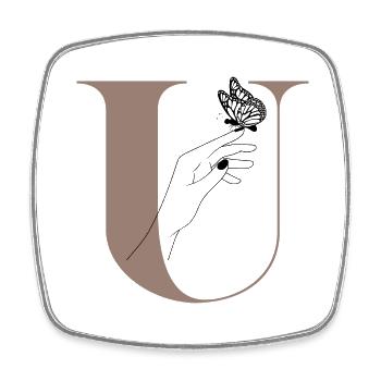 Buchstabe U Magischer Schmetterling - Viereckiger Kühlschrankmagnet - Weiß - Vorne