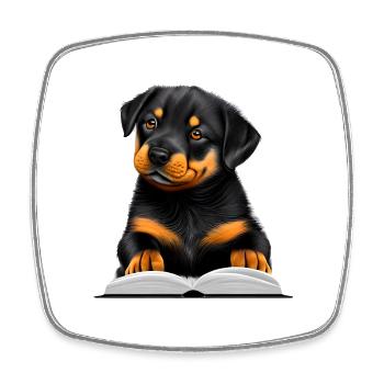 Rottweiler Hund Buch lesen Rottweilerwelpe Hunde - Viereckiger Kühlschrankmagnet - Weiß - Vorne
