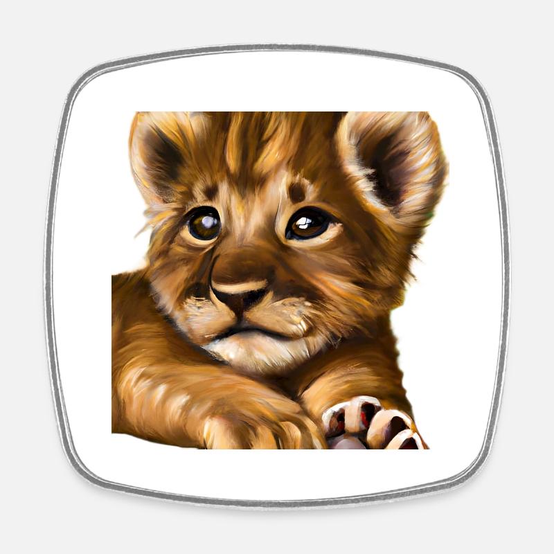 Lion cub - Square fridge magnet - white