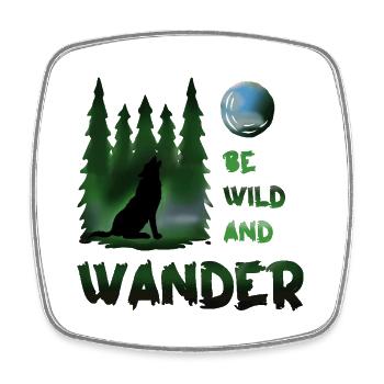 Be wild and wander Wolf - Square fridge magnet - white - Front