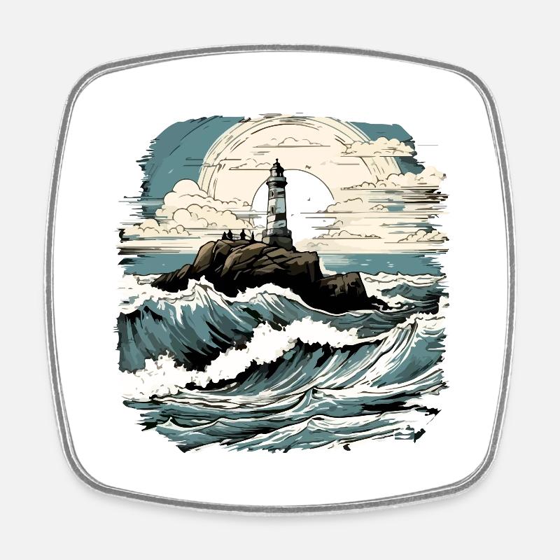 Phare Breton n°2 - Magnet carré - blanc