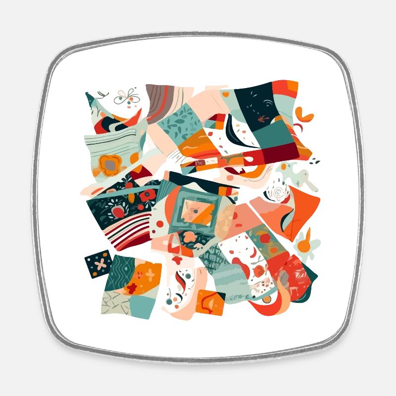 Patchwork aus Stoff - Viereckiger Kühlschrankmagnet - Weiß