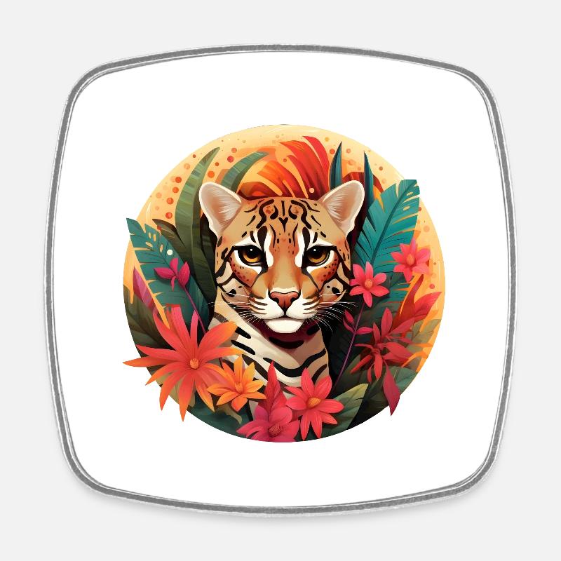 Ocelot Paradise - Square fridge magnet - white