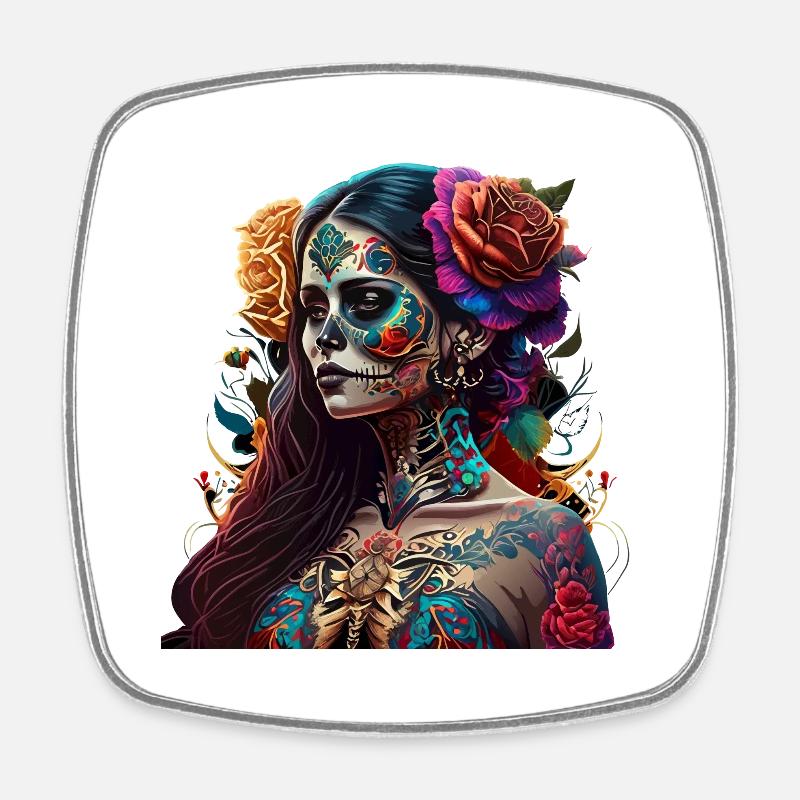 Dia de Muertos - Square fridge magnet - white