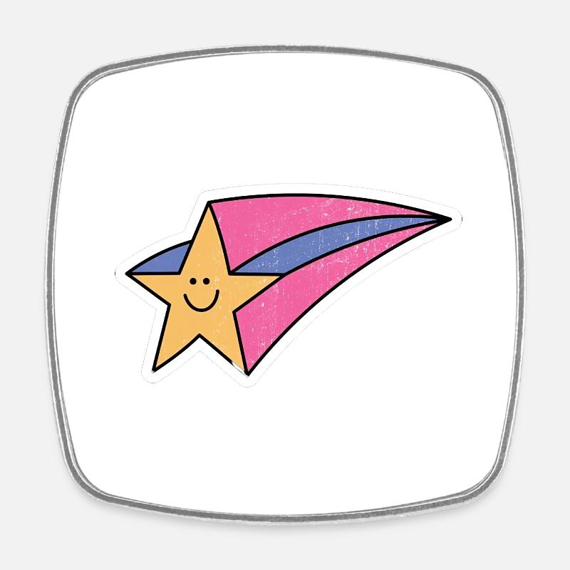 Retro Shooting Star - Square fridge magnet - white