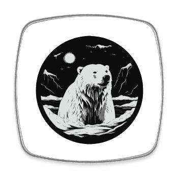 Ours blanc - Magnet carré - blanc - Devant