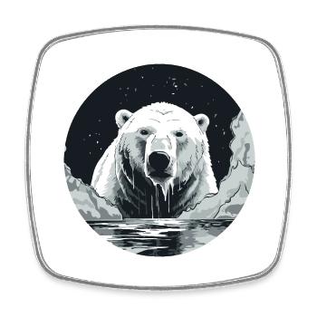 Ours blanc - Magnet carré - blanc - Devant