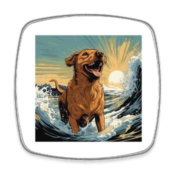 Lustighausen - Comic Style dog - Viereckiger Kühlschrankmagnet - Weiß - Vorne