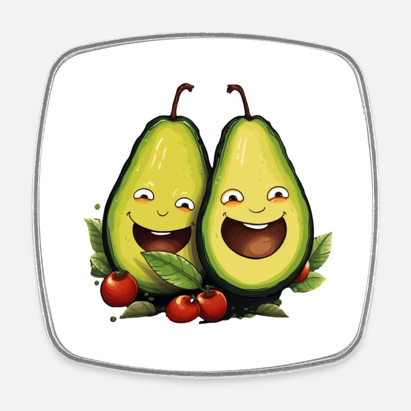 Avocado Couple - Square fridge magnet - white