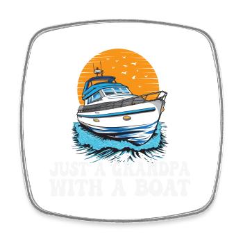 Just a Grandpa with a Boat Retired Pontoon King - Viereckiger Kühlschrankmagnet - Weiß - Vorne