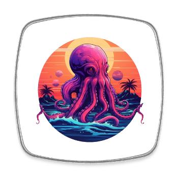 Octopus 80s synthwave 1 without stroke - Square fridge magnet - white - Front
