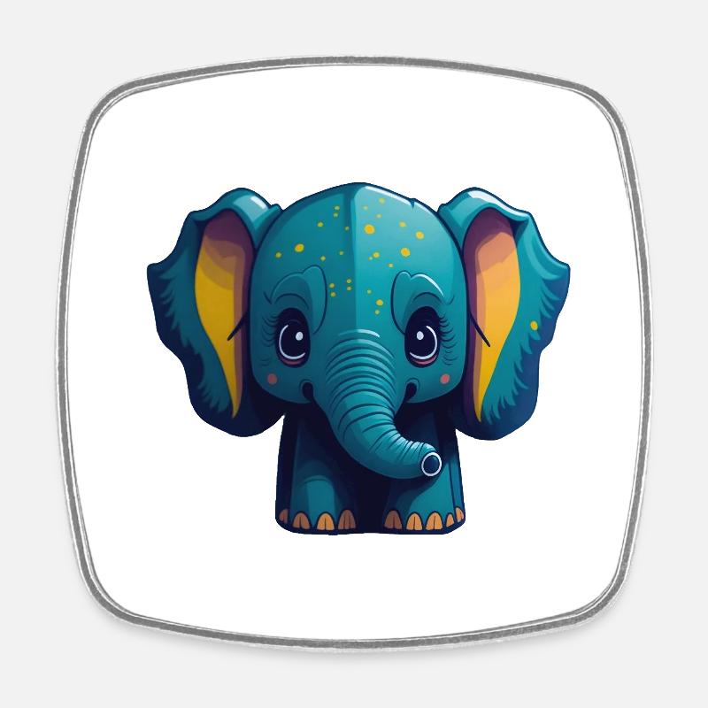Éléphant mignon - Magnet carré - blanc