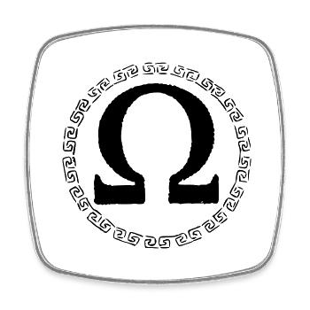 Omega - Viereckiger Kühlschrankmagnet - Weiß - Vorne