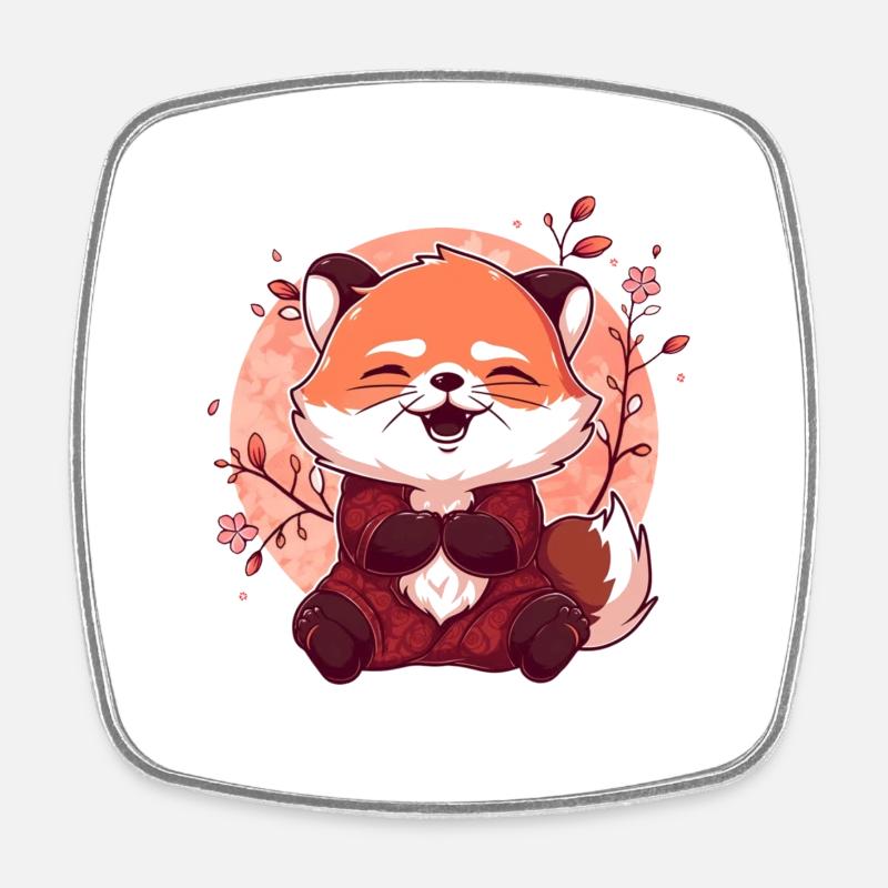 Red panda - Square fridge magnet - white