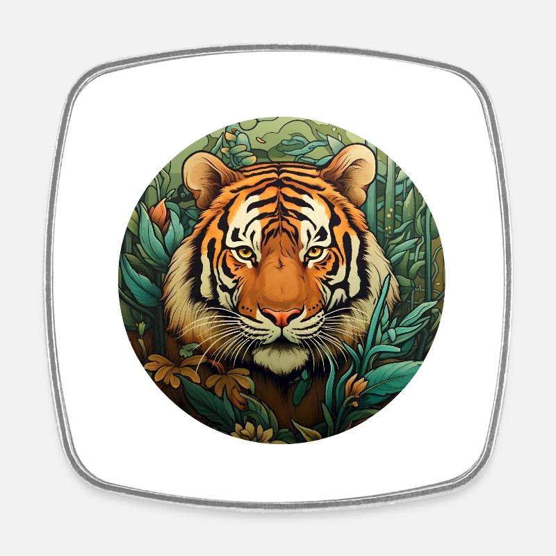 Vibrant Tiger - Square fridge magnet - white
