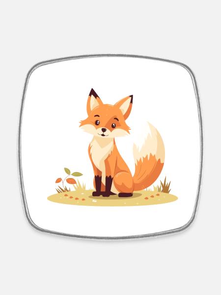 Junger Fuchs Clipart Rotfuchs - Viereckiger Kühlschrankmagnet - Weiß