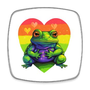 LGBTQIA+ Frosch - Viereckiger Kühlschrankmagnet - Weiß - Vorne