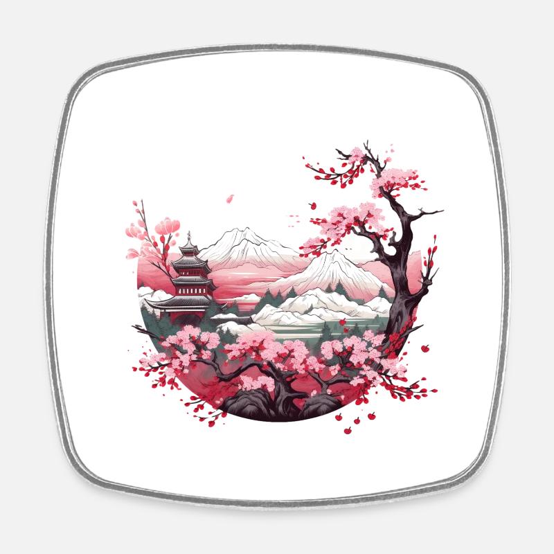 Japan World - Square fridge magnet - white