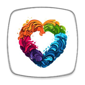 LGBTQIA+ Regenbogenherz - Viereckiger Kühlschrankmagnet - Weiß - Vorne