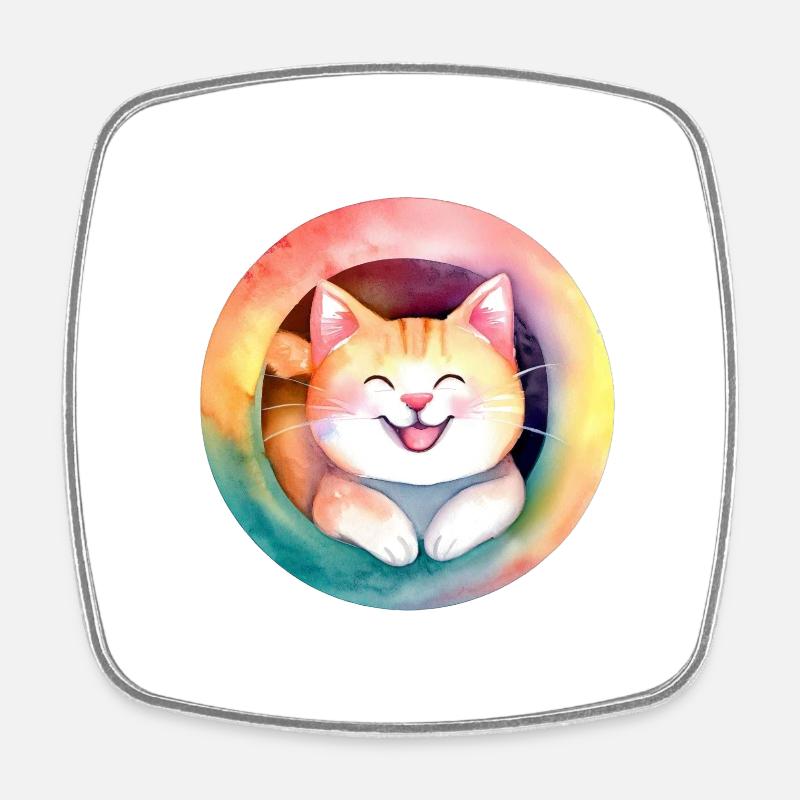Cat - Square fridge magnet - white