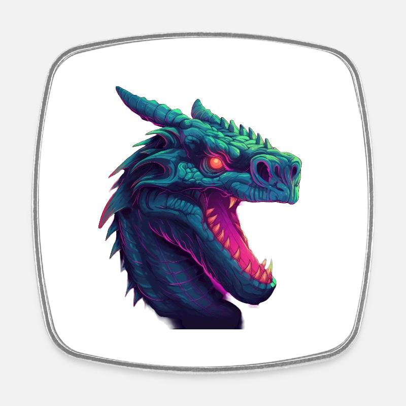 Dragonwave A Synthwave Dragon s Adventure - Magnet carré - blanc
