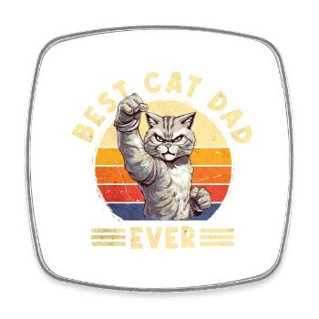 Katze Best Cat Dad Ever Katzenpapa Lustig Spruch - Viereckiger Kühlschrankmagnet - Weiß - Vorne