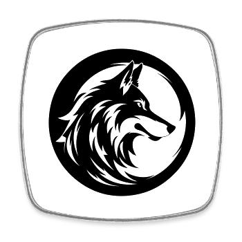 Loup - Magnet carré - blanc - Devant
