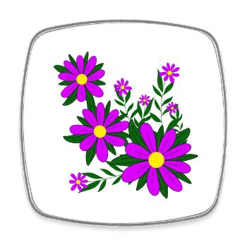 Blütenmuster Blumenranke Margerite Blüte floral - Viereckiger Kühlschrankmagnet - Weiß - Vorne
