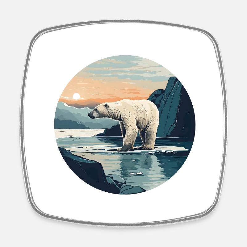 Ours blanc - Magnet carré - blanc