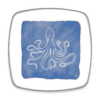 "Oktopus", Boho Line Art Design, Serie "Ocean" - Viereckiger Kühlschrankmagnet - Weiß - Vorne