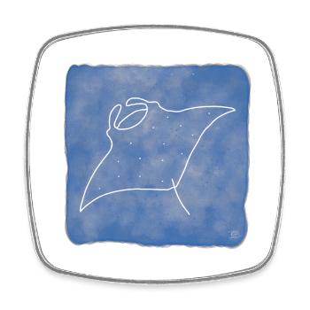 "Manta", Boho Line Art Design, Serie "Ocean" - Viereckiger Kühlschrankmagnet - Weiß - Vorne