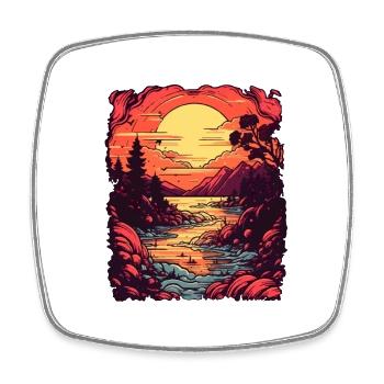 Sunset over the lake - Square fridge magnet - white - Front