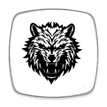 Wolf - Viereckiger Kühlschrankmagnet - Weiß - Vorne