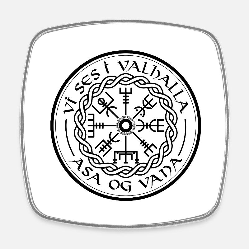 Vegvisir Vikinger Walhalla Spruch Kompass - Viereckiger Kühlschrankmagnet - Weiß
