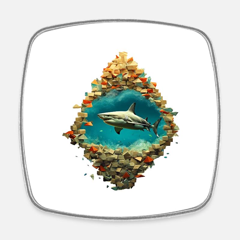 Le requin dans le cœur - Magnet carré - blanc