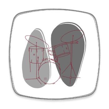 "Schlagzeug", Boho Line Art Design, Serie "Music" - Viereckiger Kühlschrankmagnet - Weiß - Vorne
